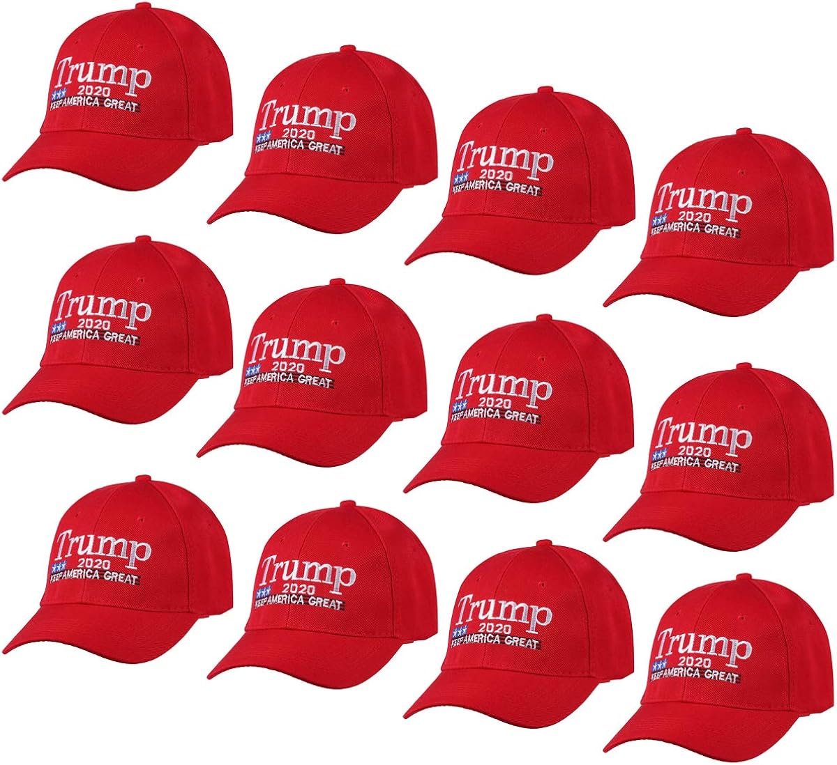 Wholesale 12-Pack Baseball Cap Donald Trump Keep American Great Again (Trump 2020 Keep America Great (12-Red)) at  Men’s Clothing store