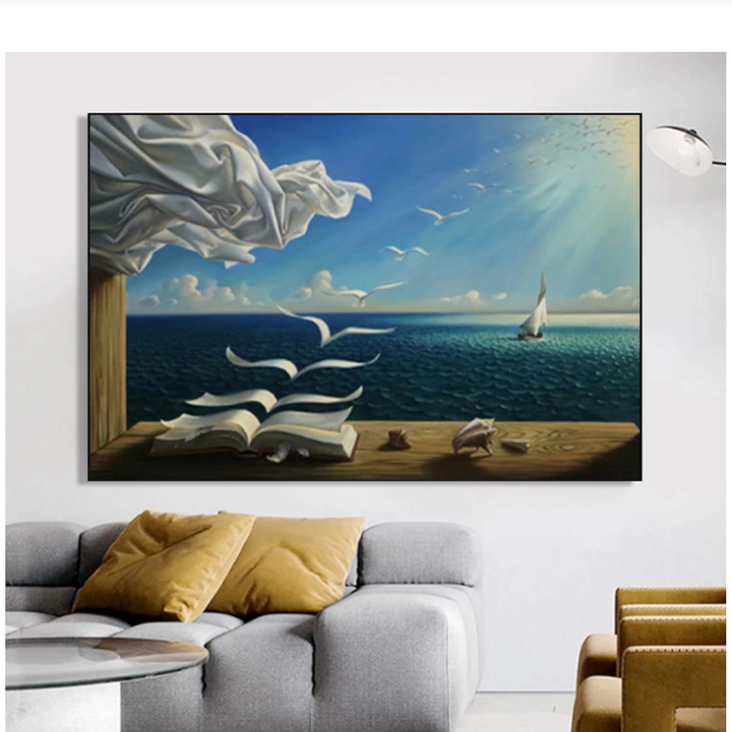 Amazon Co Jp サルバドールダリ波の本帆布のポスターとプリントの帆船の油絵リビングルームの装飾のための壁の芸術の写真 60x90cmx1フレームなし ホーム キッチン