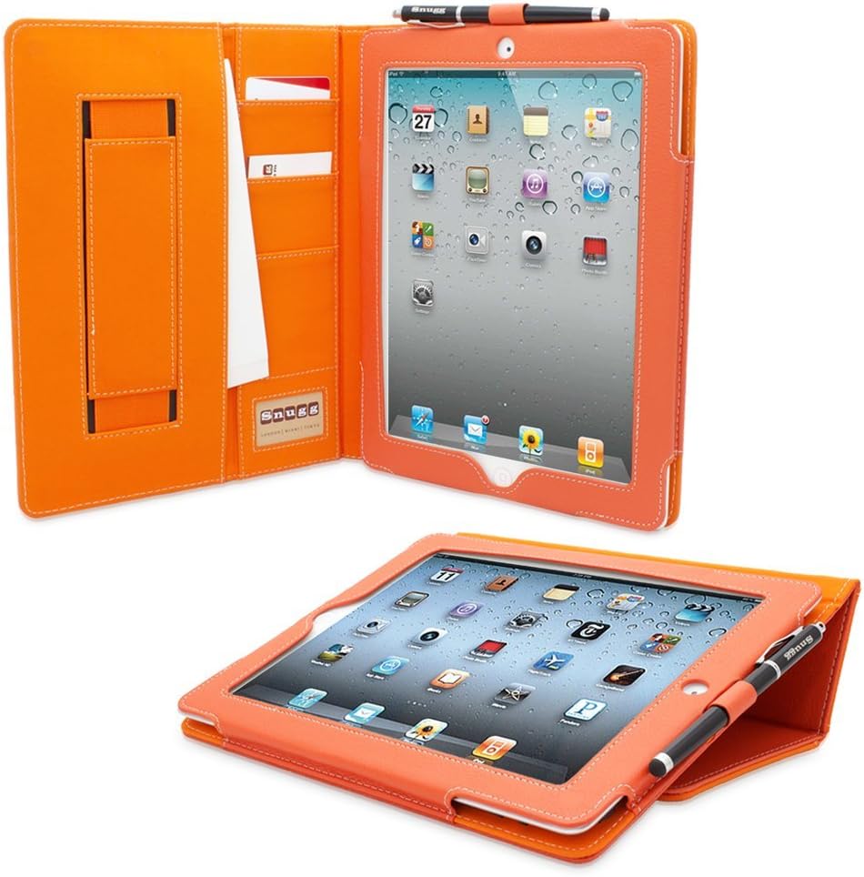 iPad 4 and 3 Case, Snugg Executive Orange Leather Smart