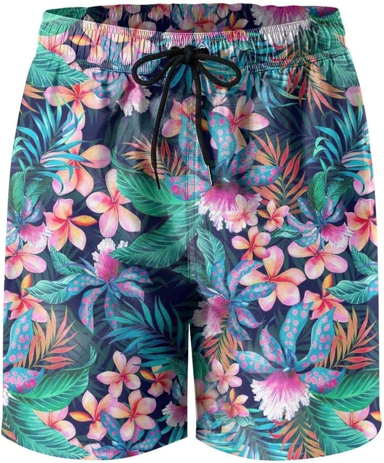 Men Tropical Leaves Colored Floral Seamless Beach Pants Pajama Shorts