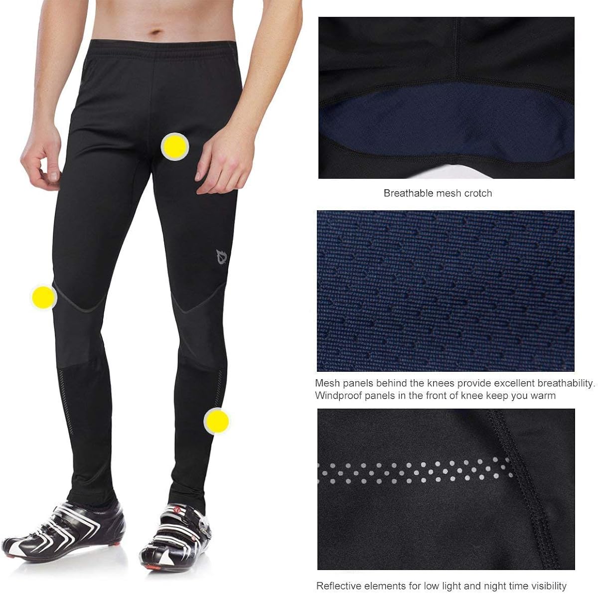 BALEAF Men's Thermal Running Cycling Tights Athletic Outdoor Compression Pants for Bike : Clothing
