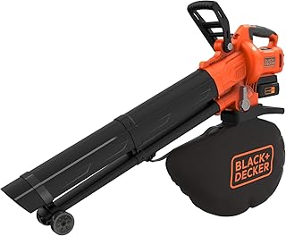 Black+Decker Akku Laubsauger/-bläser mit Häcksler BCBLV3625L1 (45l Fangsack, bürstenloser Motor, 210 km/h Luftgeschwindigkeit und hohe Saugleistung – 36V, inkl. Akku und Ladegerät)