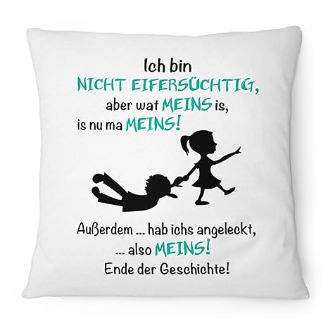 Fashionalarm Kissen Ich bin nicht eifersüchtig - 40x40 cm mit Füllung | Lustige Geschenk Idee mit Spruch für Freundin Ehe Fra