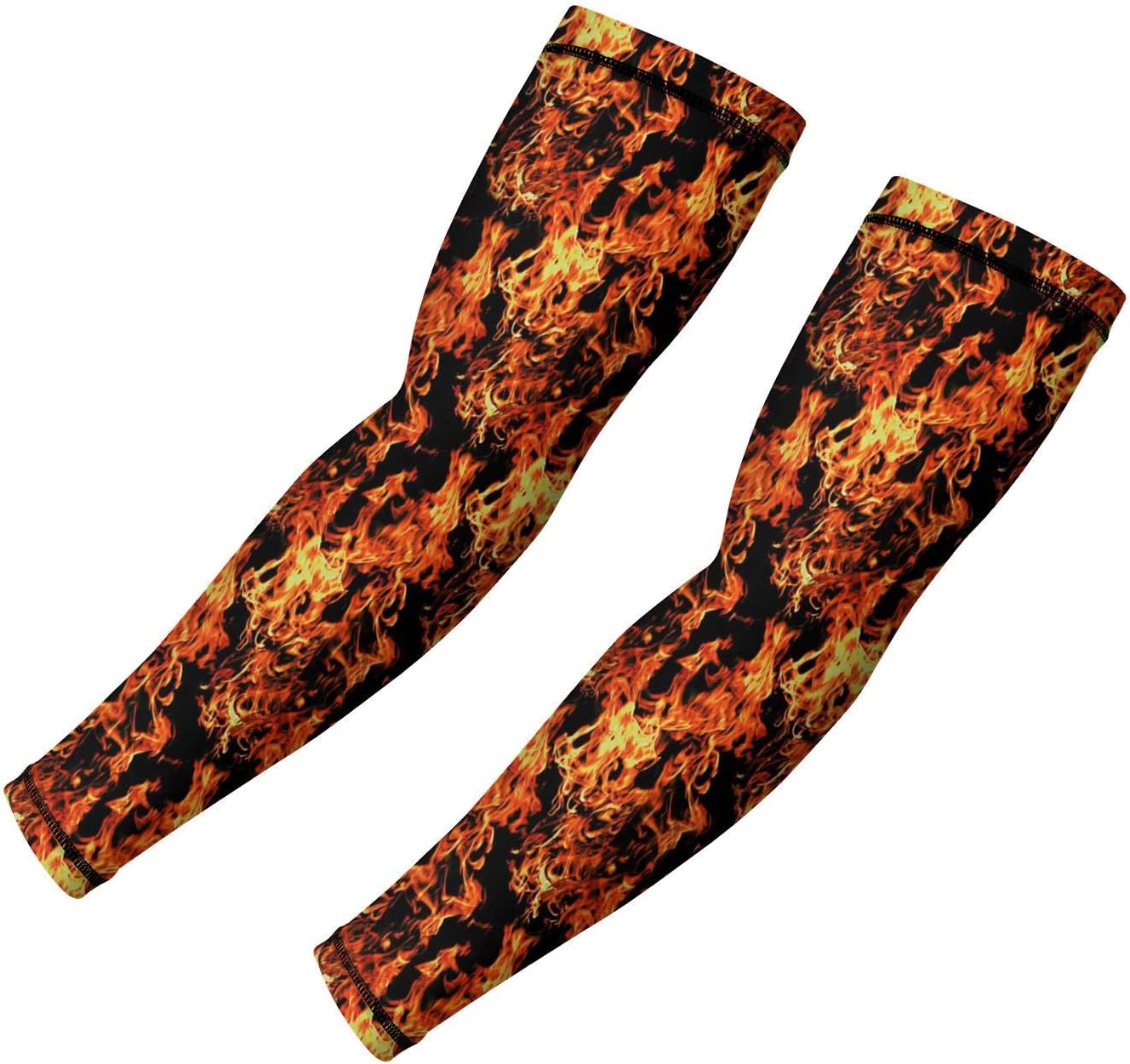Mens Womens Arm Sleeves Flame True Fire Flaming Red UV Protection Sleeves for