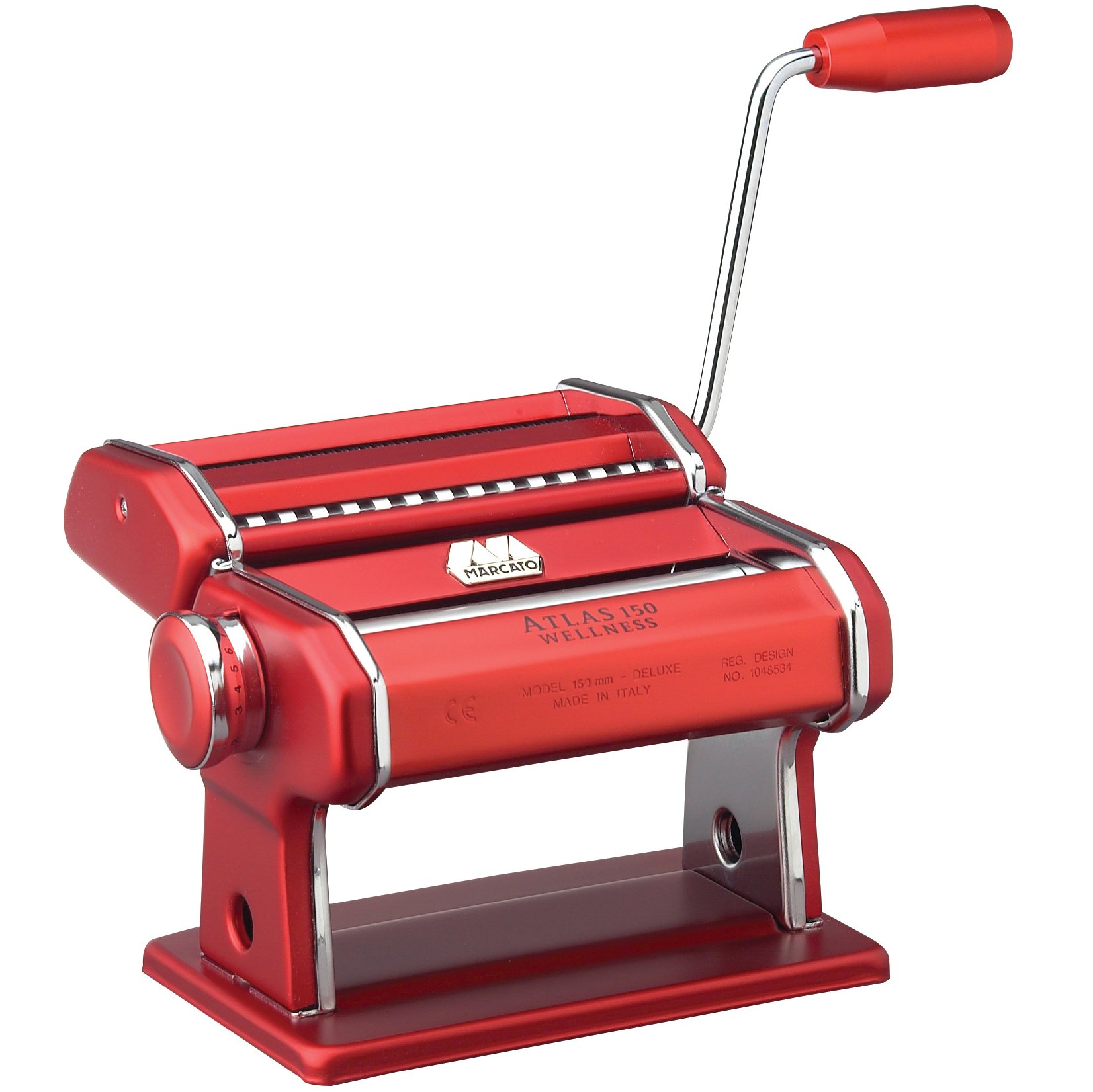 Marcato Atlas Pasta Machine, Made in Italy, Red, Includes Pasta Cutter