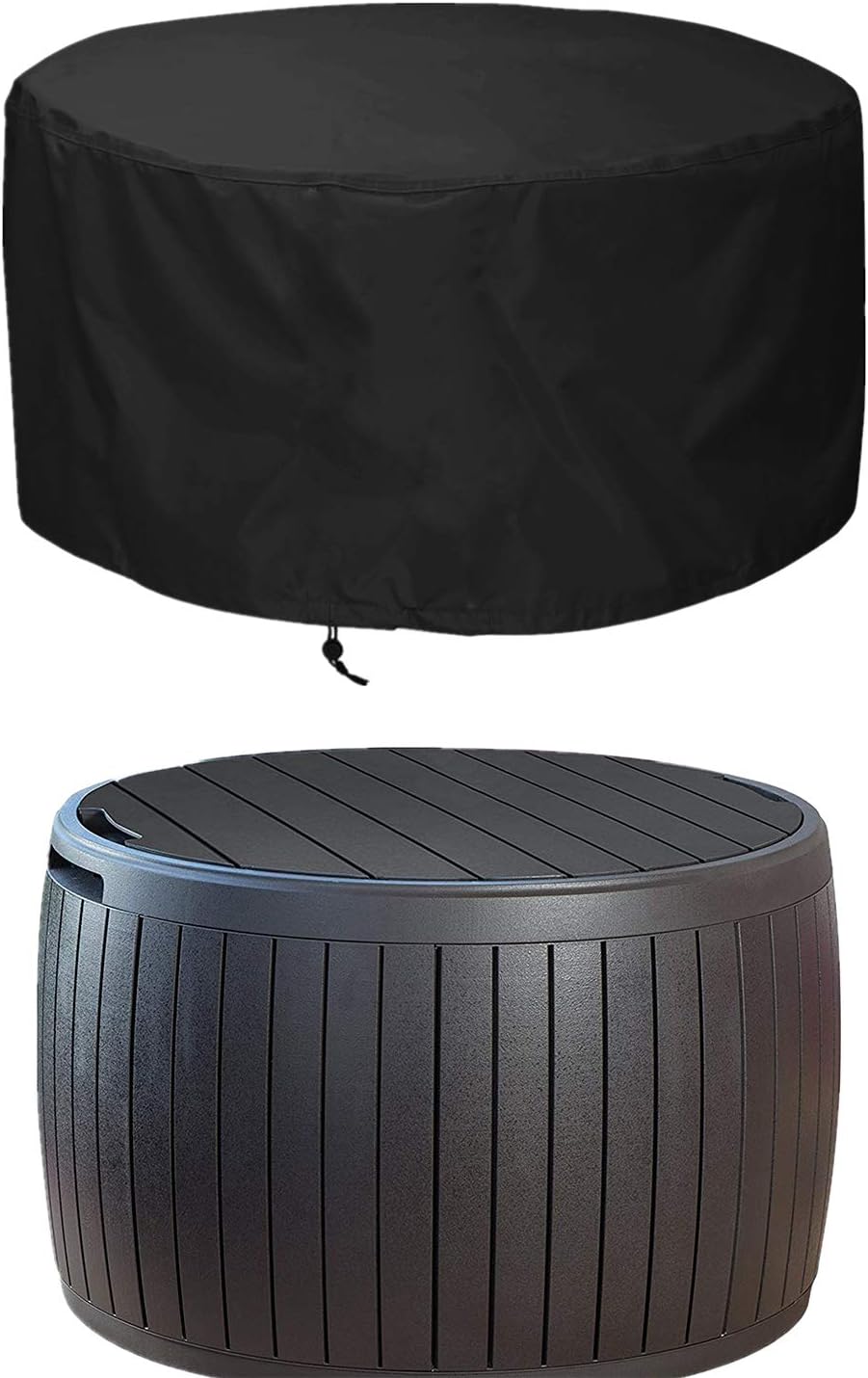 EPCOVER Patio Deck Box Cover,Round Outdoor Storage Table Cover,to Protect Deck Boxes & Round Outdoor Storage Table 28" Dia x 18" H