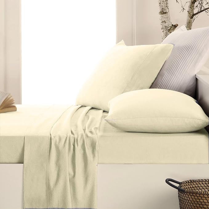 Just Contempo Brushed Cotton Pillow Cases Cream, Pack of 2 Amazon.co