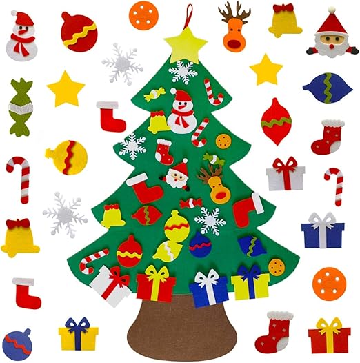 Amazon Com Shelly Diy Felt Christmas Tree With 30pcs Ornaments