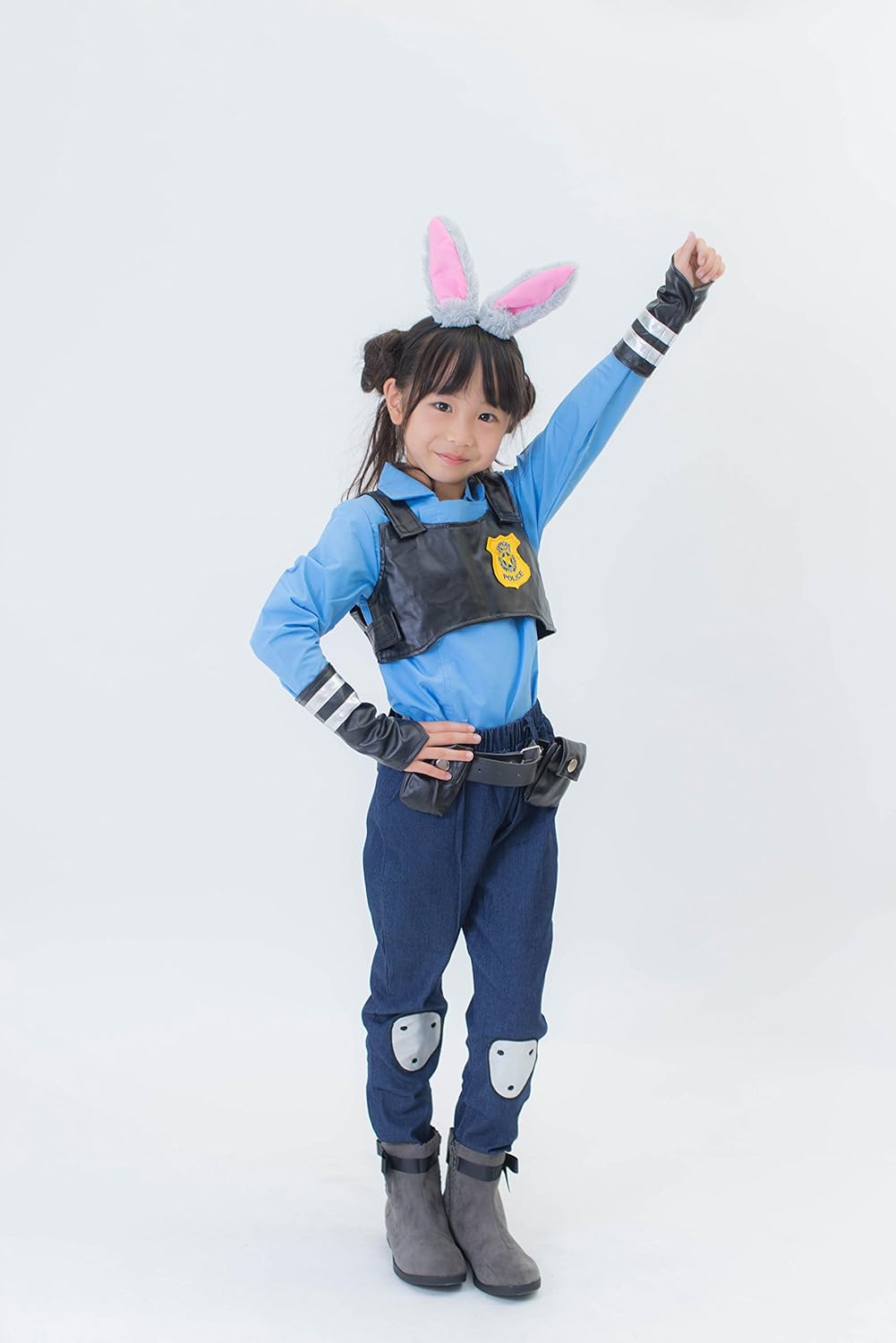 Amazon 子供用 キッズ ジュディー 風 コスプレ 警官衣装 セット ジャケット ズボン ベスト うさぎ耳カチューシャ ベルト にんじん Judy ズートピア 身長130cm前後 ジュディー キッズコスチューム おもちゃ
