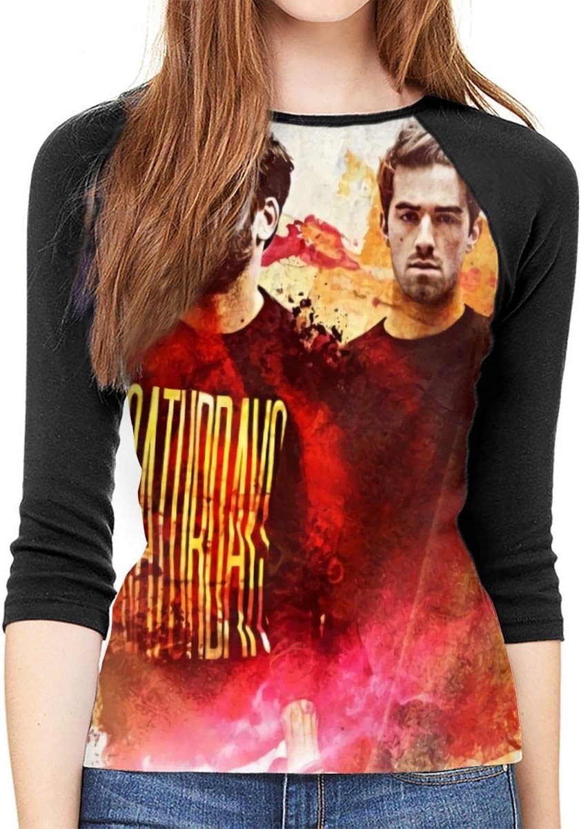 NarcNton The Chainsmokers Womens 3/4 Raglan Sleeve Baseball Casual T-Shirts Black