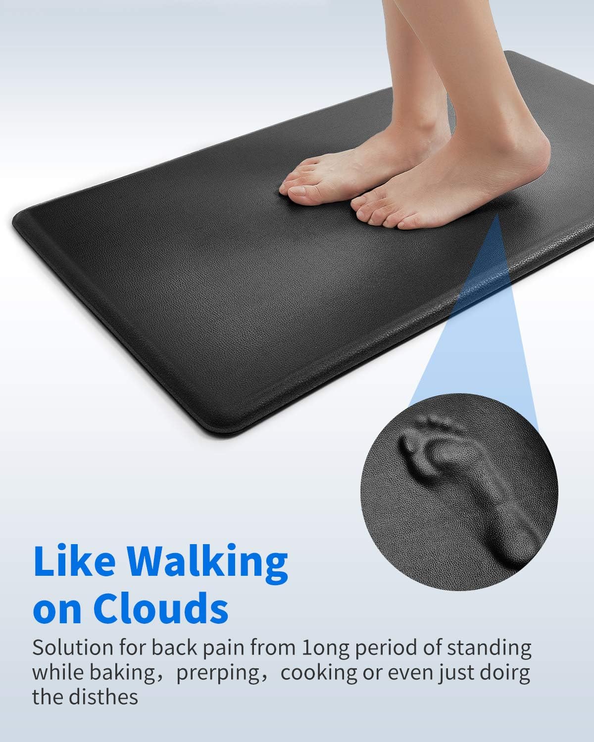 Kitchen Mats for Floor Anti Fatigue, 100% PVC Kitchen Rug 1/2 inch Thick, Non-slip Extra Support Standing Pad: Kitchen & Dining