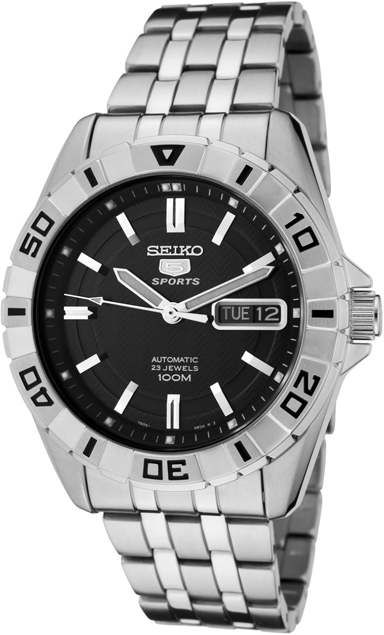 Amazon Com Seiko Men S Snzh75 Seiko 5 Automatic Black Dial Stainless Steel Watch Seiko Watches