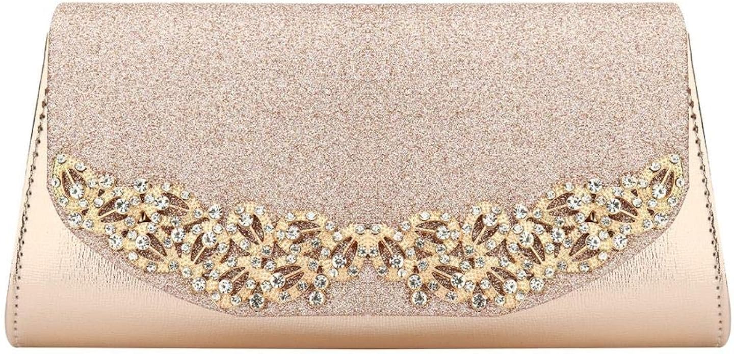 champagne glitter clutch bag