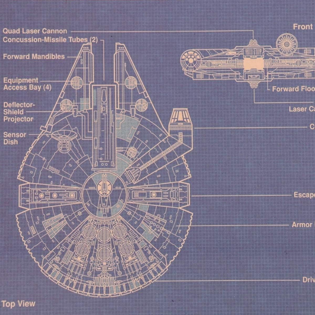 Amazon Co Jp 海外限定品 Starwars スターウォーズ ミレニアム ファルコン 設計図 クラフト紙 ポスター 約50 5x35cm ホーム キッチン