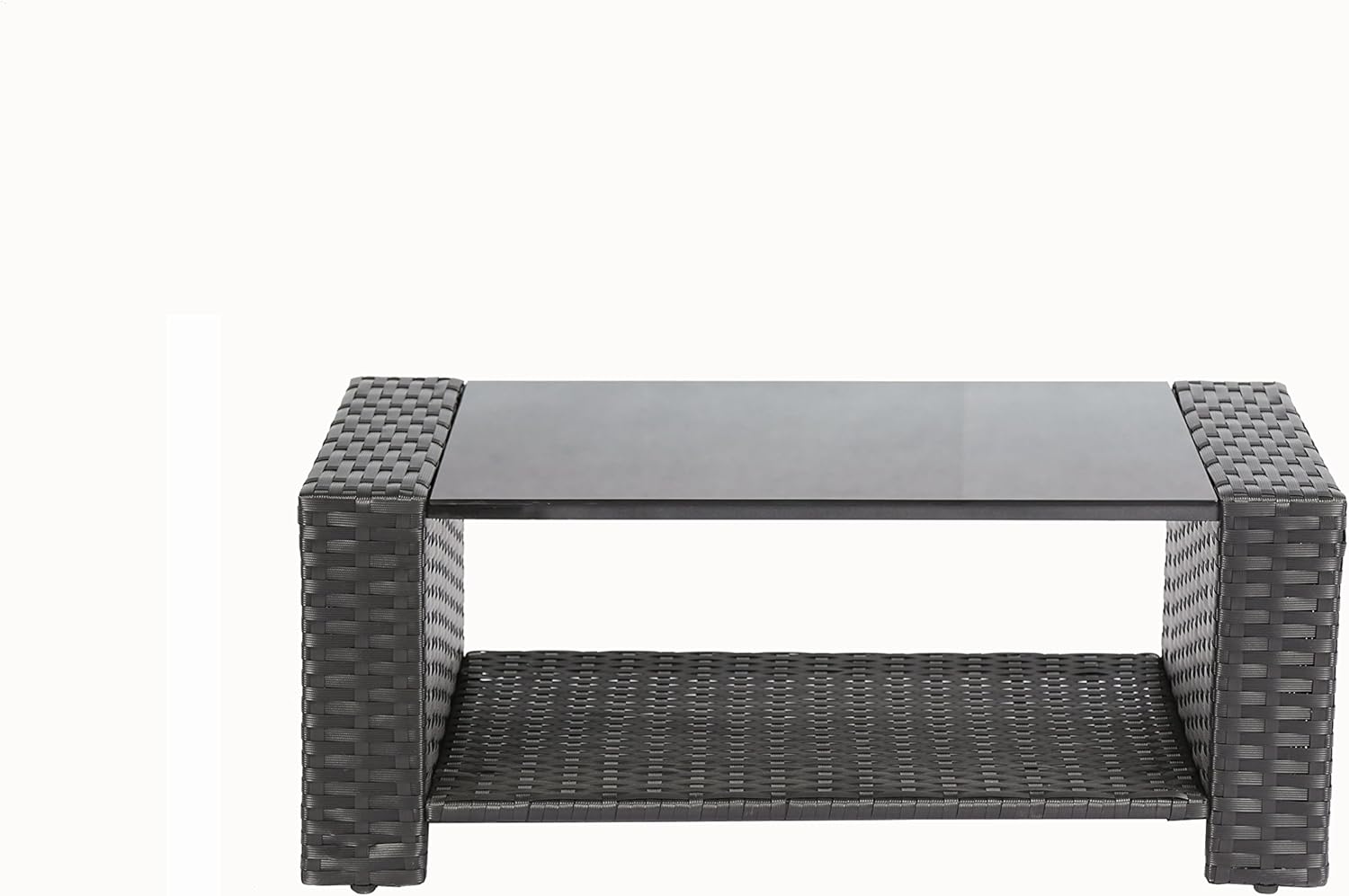 Baner Garden 4 Pieces Outdoor Furniture Complete Patio Cushion Wicker P.E Rattan Garden Set, Full, Black: Furniture & Decor