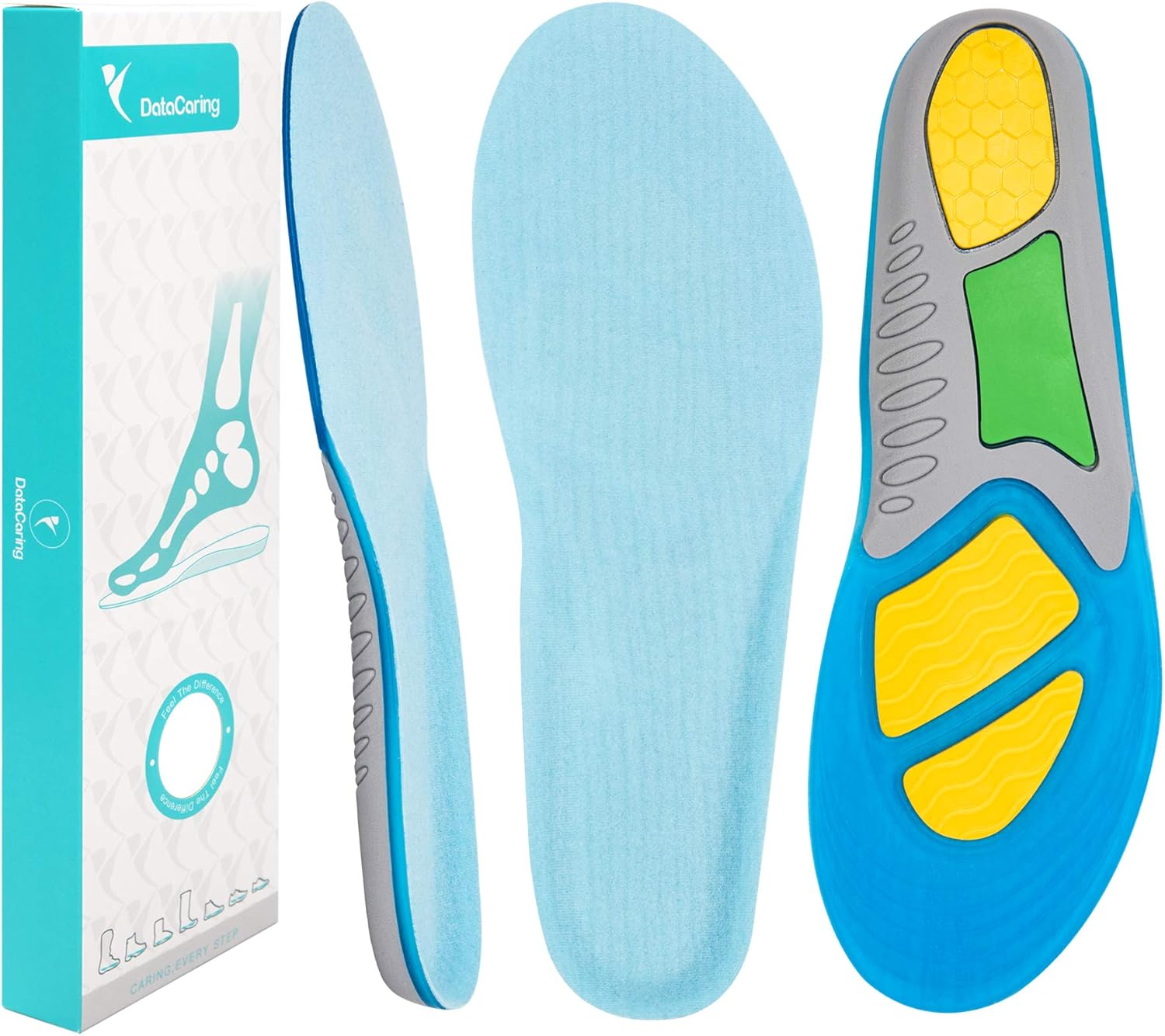 Full-Length Gel Insole Arch Support Athlete Shock Absorption Cushioning Unisex Shoe Insert Pain Relief Flat Feet Hiking: Health & Personal Care