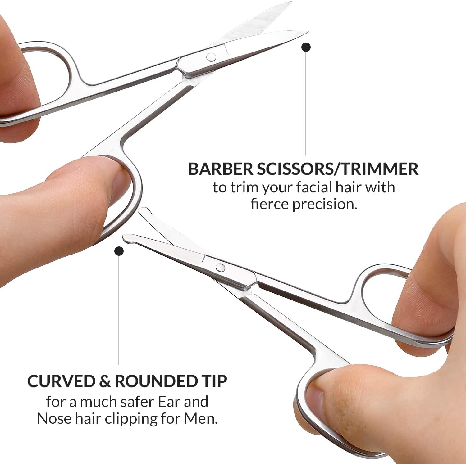 Stainless Steel Grooming Scissors, Eyebrow Scissor, Beard & Mustache Trimming Set - Image 4