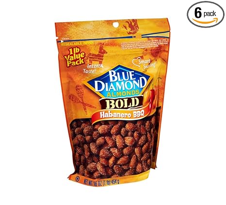 Amazon Com Blue Diamond Bold Habanero Bbq Almonds Pack Of 6 Grocery Gourmet Food