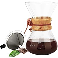 Pour Over Coffee Maker, OAMCEG 14 oz Borosilicate Glass Carafe and Reusable Stainless Steel Permanent Filter Manual…