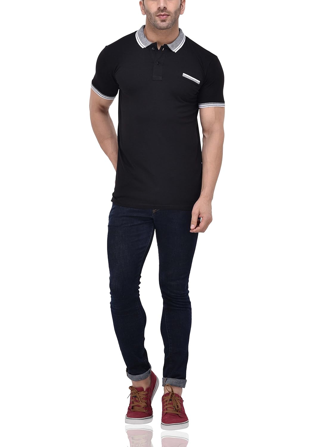 tinted men's cotton lycra polo neck t-shirt (tj753clh)