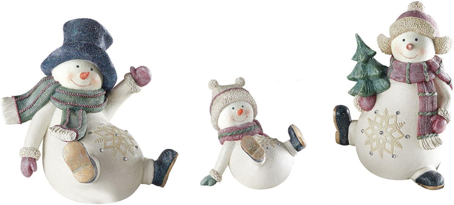 Three Hand-Painted Christmas Snowman Family Figure Set