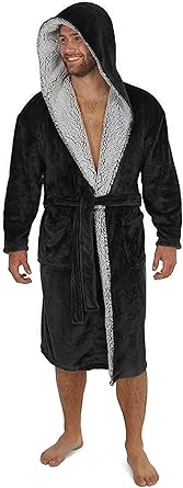 mens navy dressing gown with hood