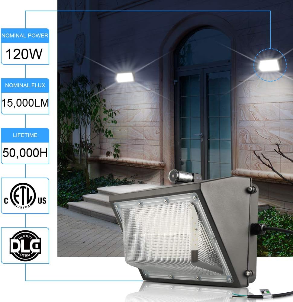 120W LED Wall Pack Photocell Outdoor Security Commercial Buildings