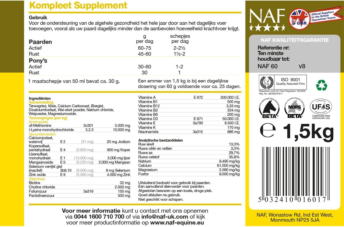 NAF General Purpose Supplement 1.5kg, Daily Vitamin & Mineral Support for Horses, Supports Condition, Coat Health - Image 4