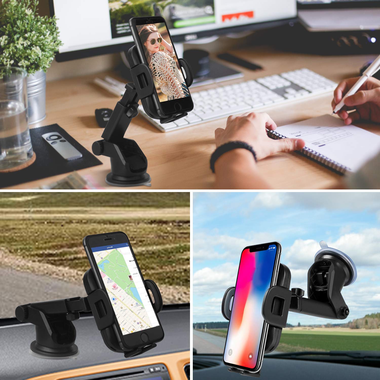 Wireless Car Charger,Sunvook Automatic Car Charger Air Vent Phone Holder Mount Stand Car Charger Automatic Infrared Sensing Holder 10W Fast Wireless Car Charger for Samsung Galaxy S8 S8 Plus S7 S7 Edge Note 8/5 Standard Charge for iPhone X/