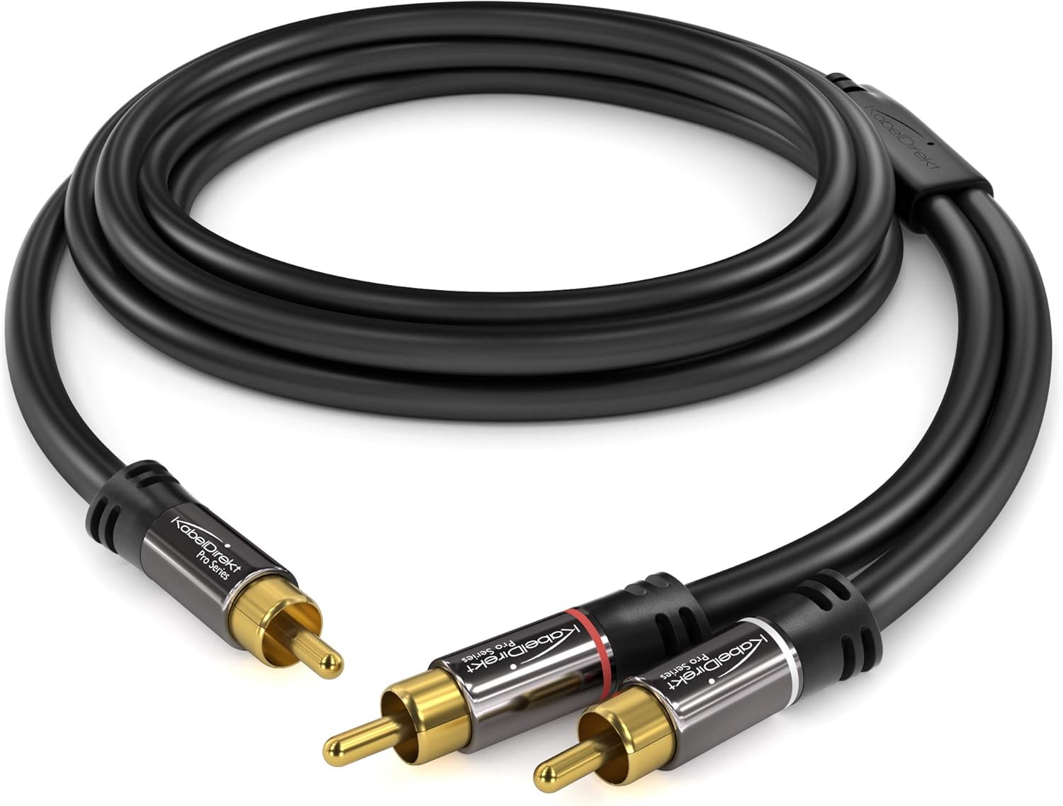 KabelDirekt – RCA Stereo Y Adapter Cable & Cord – 15 feet long (1 RCA male to 2 RCA male audio cable, digital & analog, double shielded – supports subwoofers, home theater, Hi-Fi, black): Home Audio & Theater