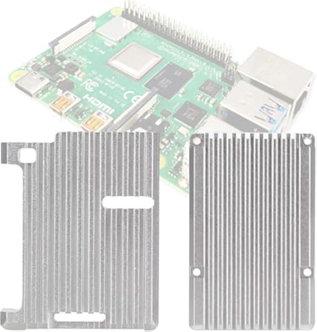 Dgtrhted Caja Protectora CNC de aleación de Aluminio del Caso del recinto sin Ventilador for Raspberry Pi 4B (Plata)