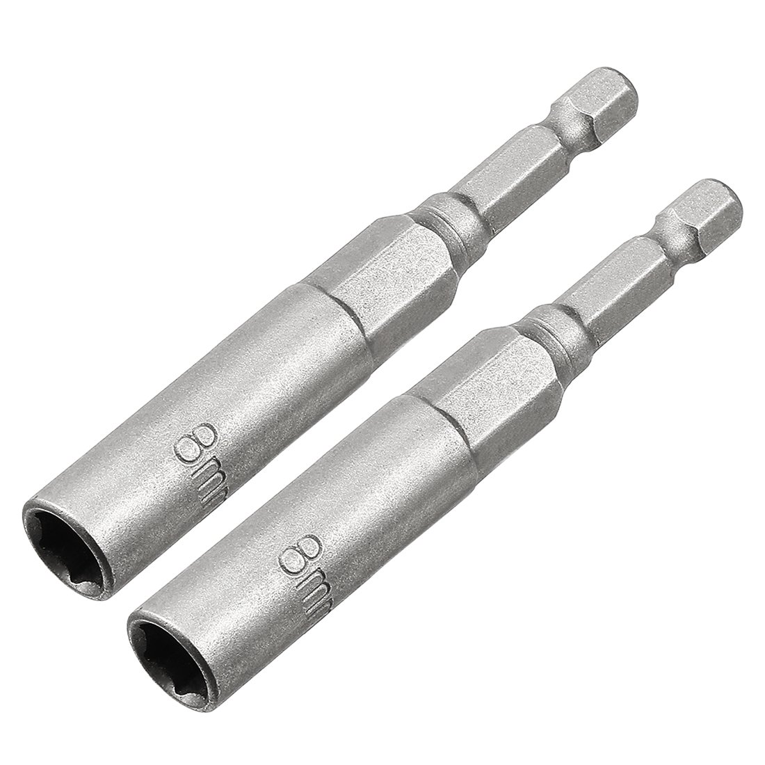 sourcingmap 2Pcs 1/4 Inch Quick Change Shank CrV 8mm Hex Nut Driver, 3