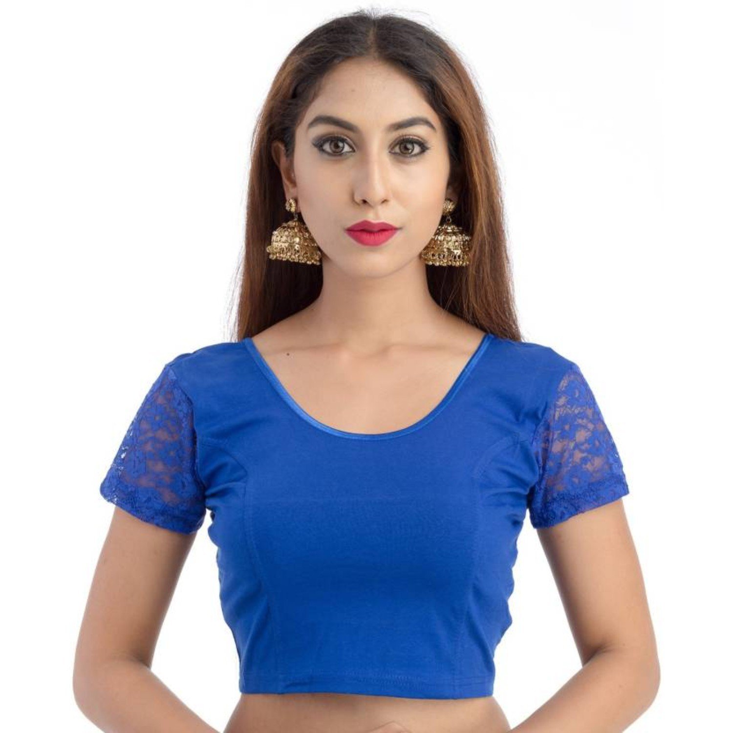 fressia fabrics women's stretchable readymade saree blouse crop top choli pack of 3