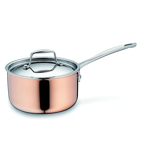 Kela 11146 Stielkasserolle mit Deckel, 3-Schicht Kupfer, Induktionsgeeignet, 20 cm Durchmesser, Stratum, Kupfer