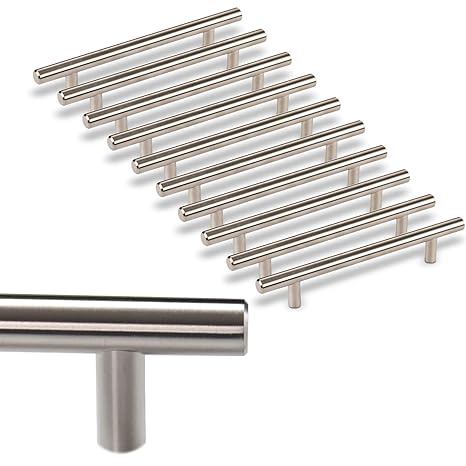 10 x SO-TECH Möbelgriff G6 echt Edelstahl massiv Ø 12 mm/BA 128 mm Stangengriffe Relinggriffe