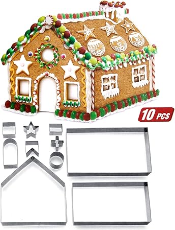 Biscotti Di Natale 3d.Zoeon Formine Per Biscotti Di Natale 3d Tagliabiscotti Di Casa Di Marzapane Per Decorazioni Natalizie Amazon It Casa E Cucina