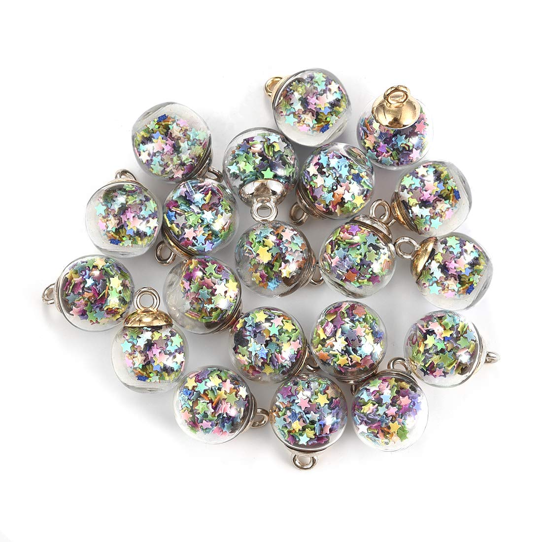 YAKAMOZ 30pcs Xmas Ball Ornaments Colorful Charms Pendant for Holiday Wedding Party Decoration and DIY Earrings Necklace Hairband Rope Accessorie