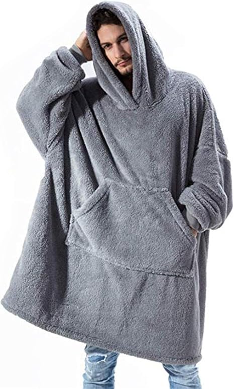 Amazon Haohaiyo 袖とポケット付き着る毛布 日本amazon倉庫配送 ポンチョ ルームウェア 男女兼用 ふわふわ 厚手 快適 部屋着 防寒 防寒 保温 フリーサイズ メンズ レディース 冬 厳寒対策 大判 着丈100cm 着る毛布 かい巻き オンライン通販