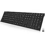Arteck 2.4G Wireless Keyboard Stainless Steel Ultra Slim Full Size Keyboard with Numeric Keypad for Computer/Desktop/PC/Laptop/Surface/Smart TV and Windows 10/8/ 7 Built in Rechargeable Battery