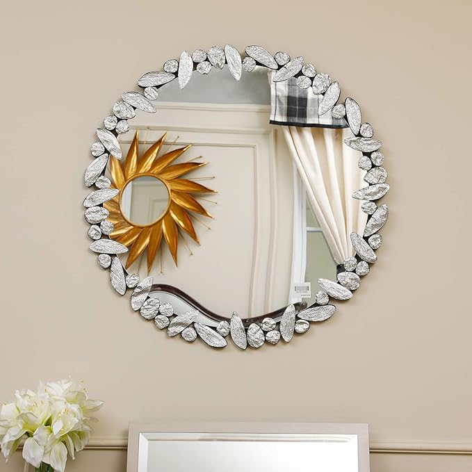 MX.home Resin Frame Wall Mirror Decorative Bevelled Edge Round Mirror Bathroom Vanity