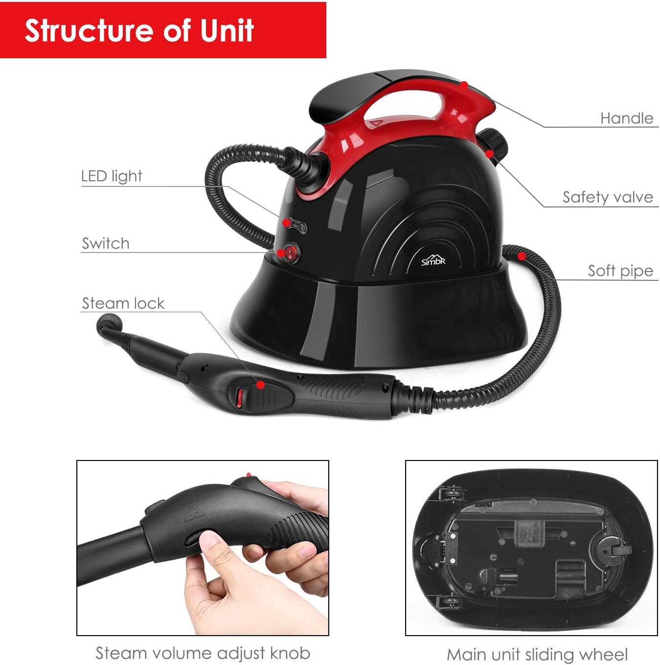 Super Saturday SIMBR Steam Cleaner Best Steam Mop Maximum 6M Cleaning