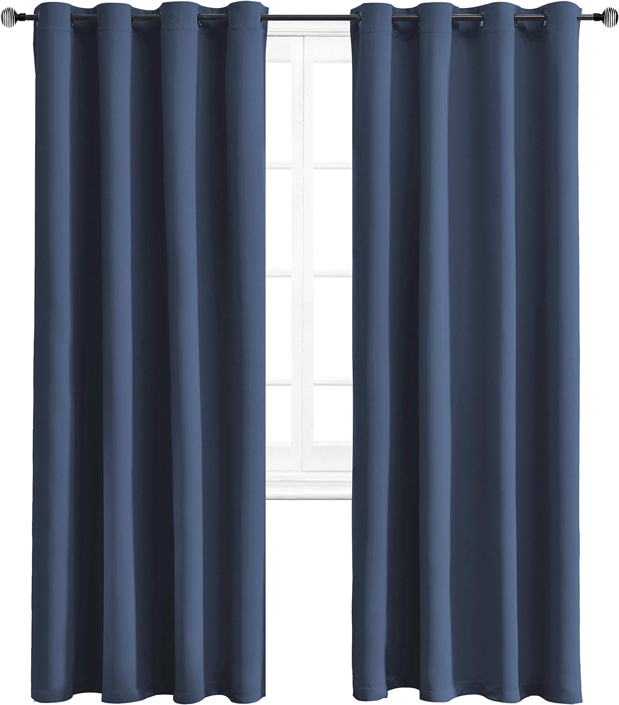 WONTEX Blackout Curtains Room Darkening Thermal Insulated with Grommet Window Curtain for Living Room, 52 x 84 inch, Navy, 2 Panels