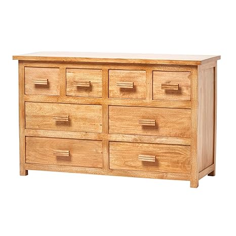 Homescapes Mangat Wooden Chest Of Drawers Handmade Light Oak Shade