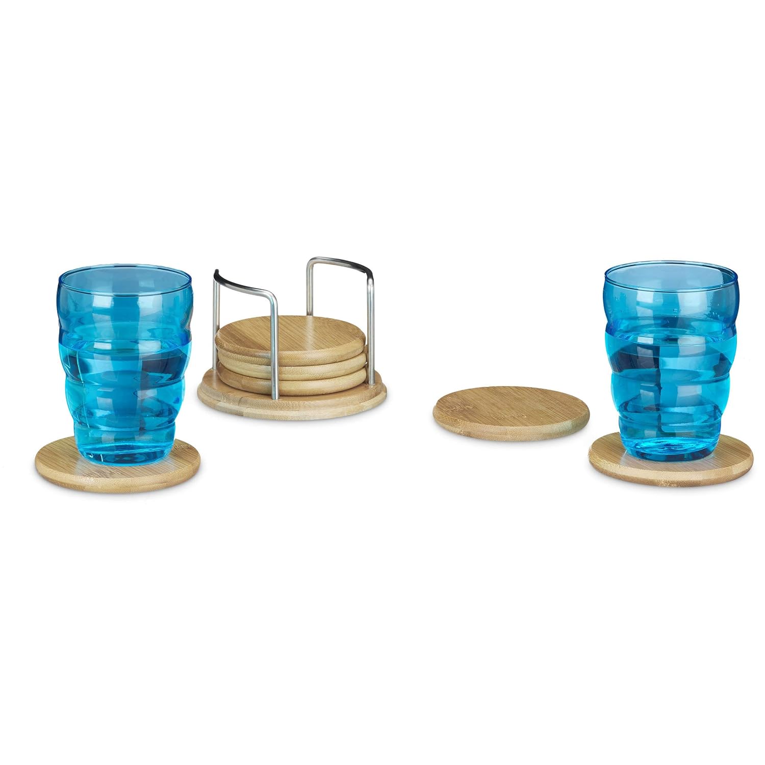 Set de 6 Posavasos de Bambú con soporte