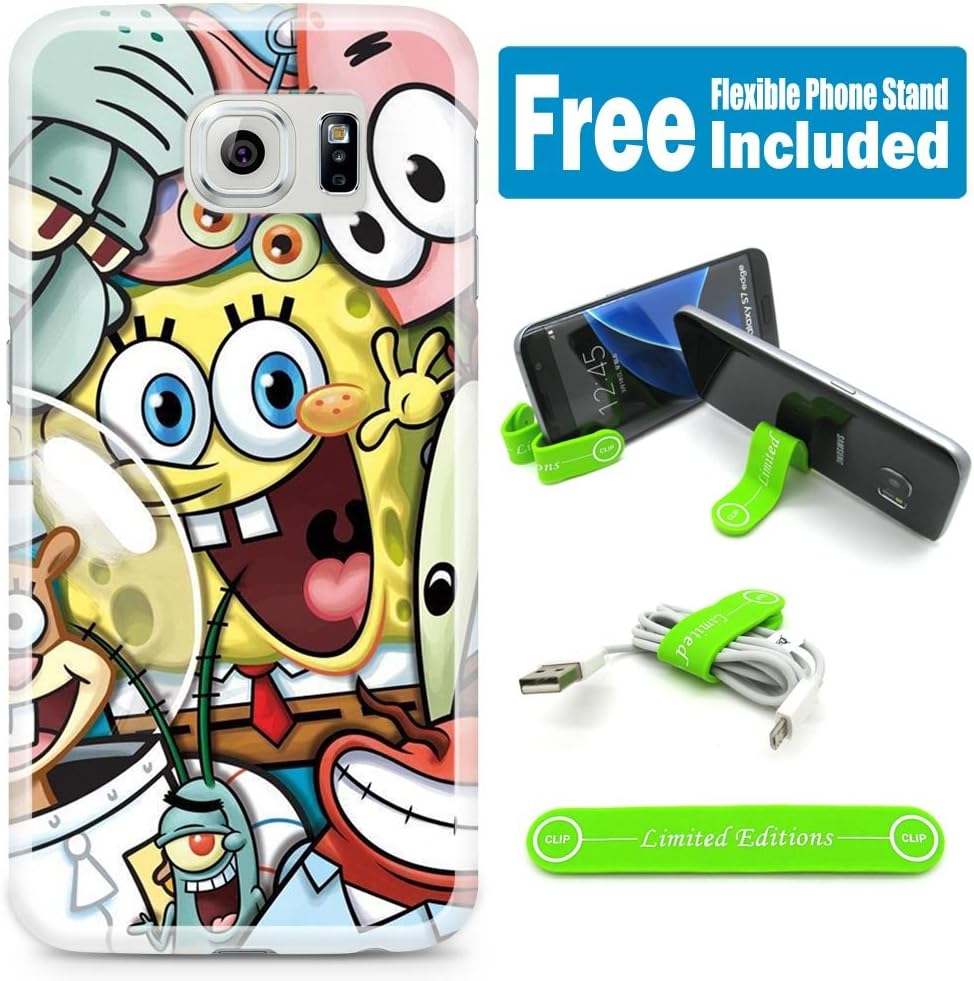 [Ashely Cases] for Samsung Galaxy S7 Cover Case Skin with Flexible Phone Stand - Spongebob Friends