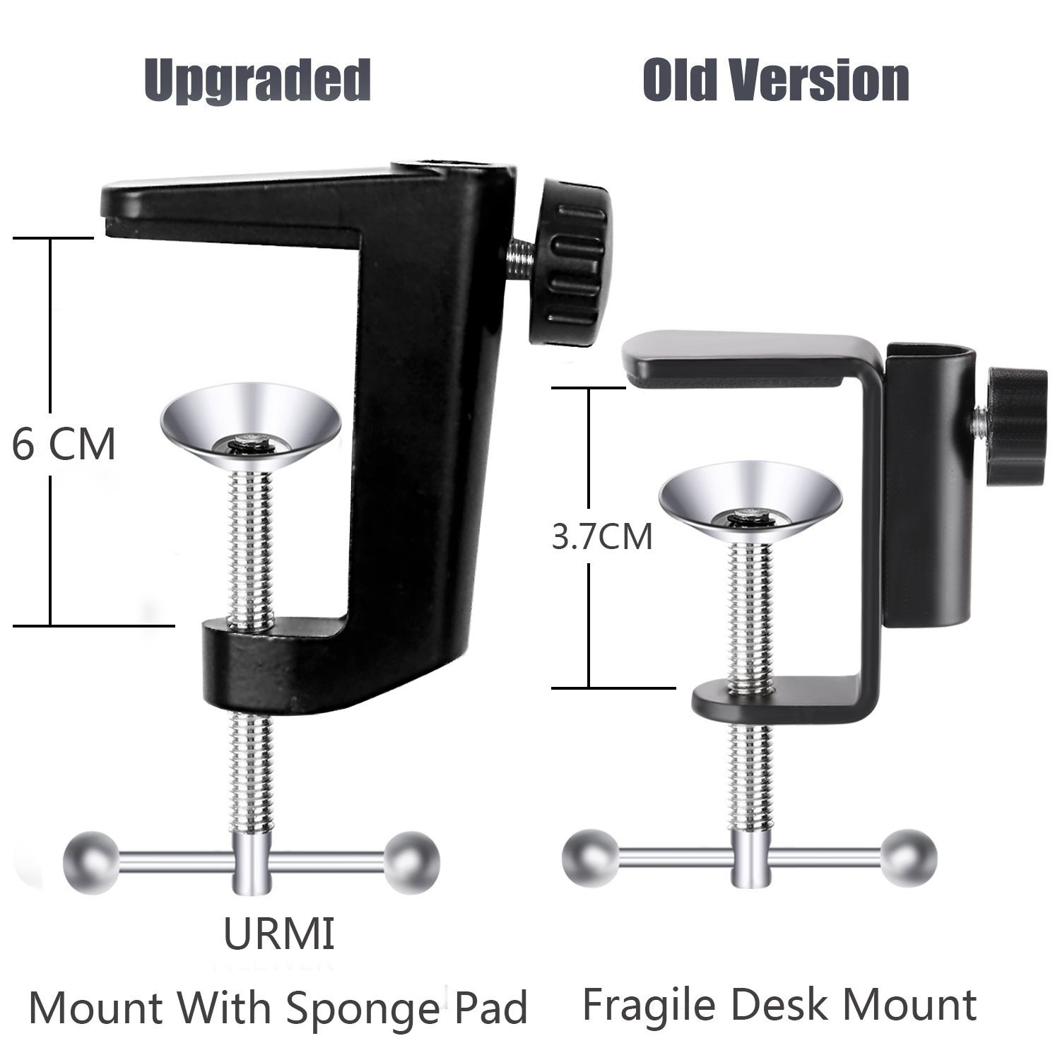 Microphone Arm Stand, URMI Microphone Suspension Boom Scissor Arm Stand Mic Clip Adjustable Boom Studio Scissor Arm Stand with Mic Clip Holder and Table Mounting Clamp for Blue Yeti Snowball Microphone