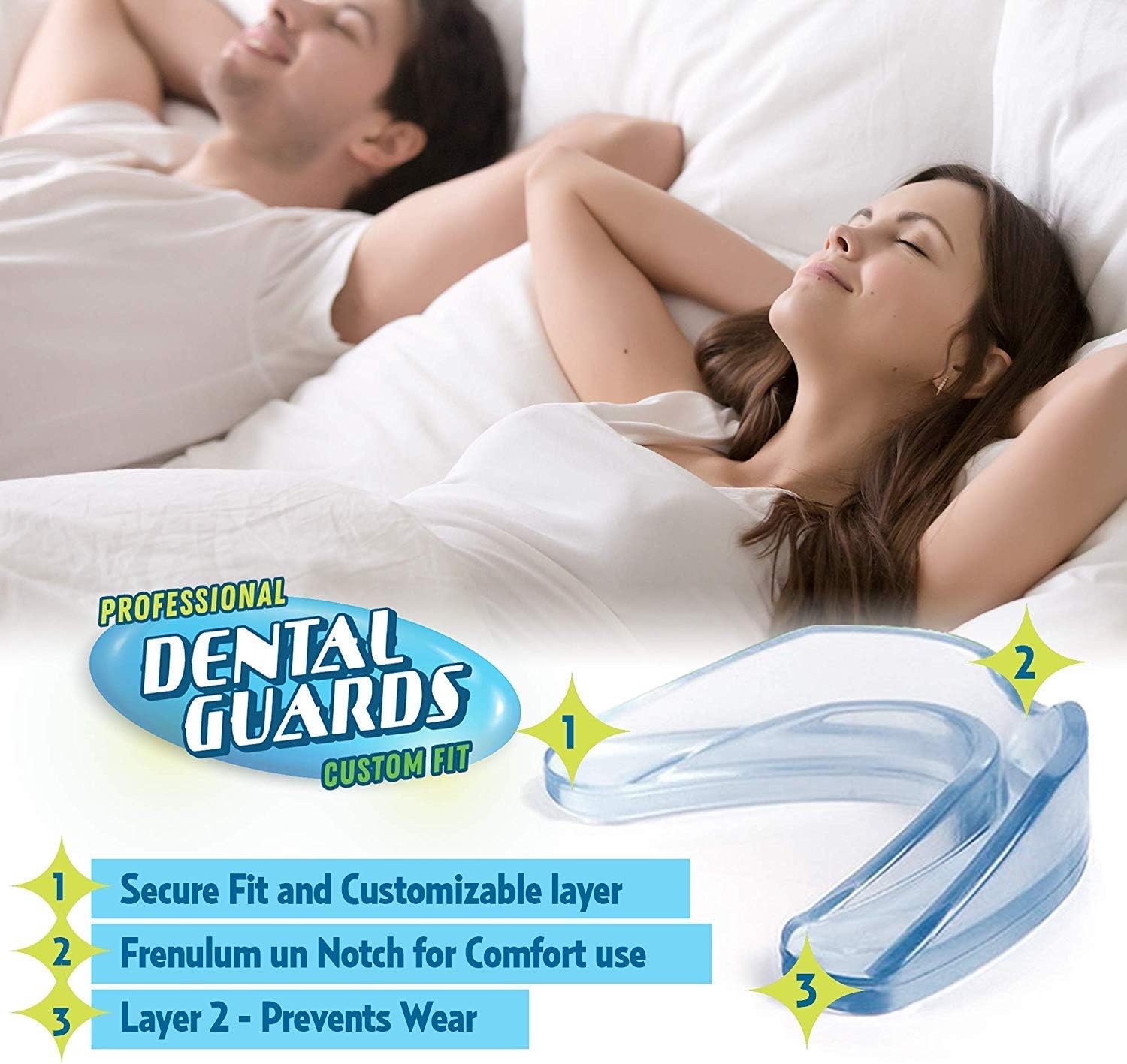 Reejoys Mouth Guard for Grinding Teeth, Custom Dental Night Guards for Teeth Grinding, Stops Bruxism, Tmj & Eliminates Teeth Clenching(4 Pcs): Health & Personal Care