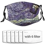 ROSECNY Face Cover Starry Night Doctor Who Abstract Background Balaclava Reusable Anti-Dust Mouth Bandanas with 6 Filters