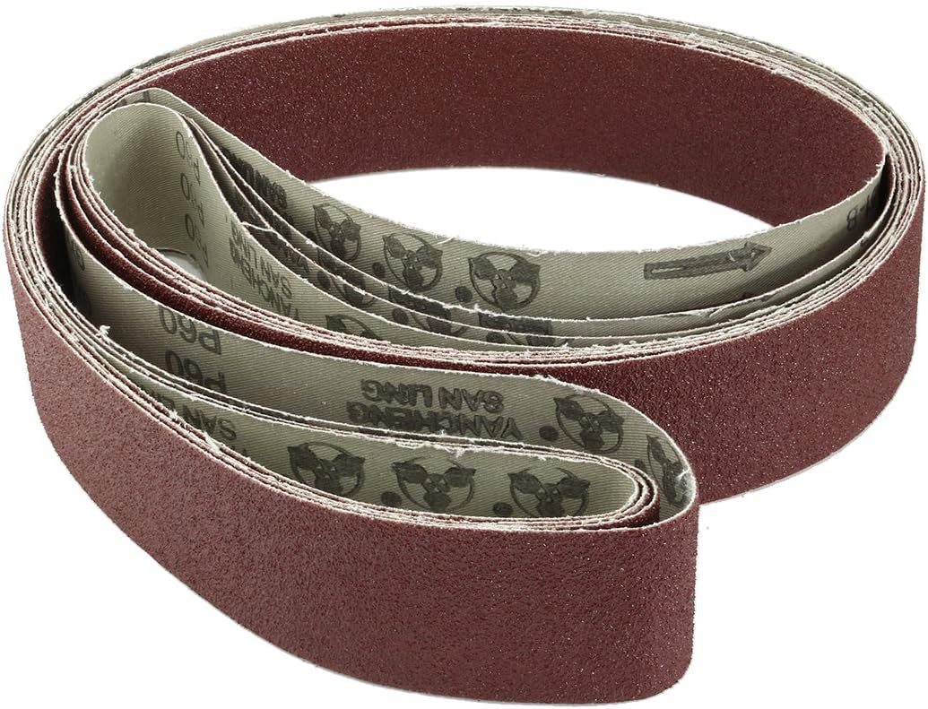 Sourcingmap 2-Inch x 72-Inch Aluminum Oxide Sanding Belt 60 Grits Sandpaper Lapped Joint for Belt Sander 4pcs