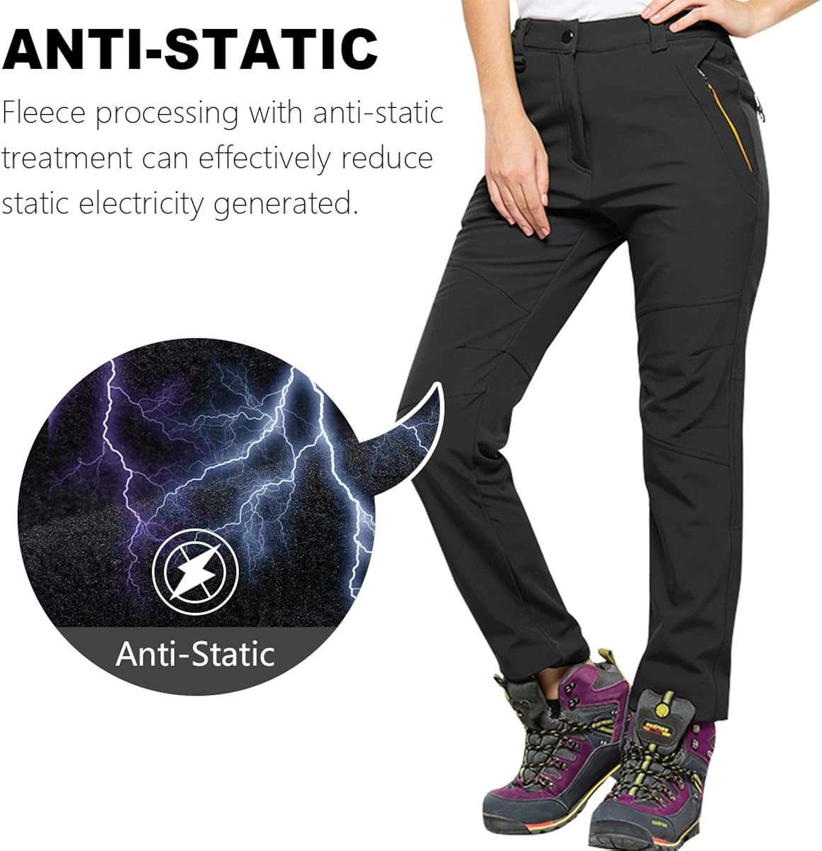 Women's Snow Fleece-Lined Soft Shell Insulated Waterproof Pants Winter Hiking,Camping,Travel: Clothing